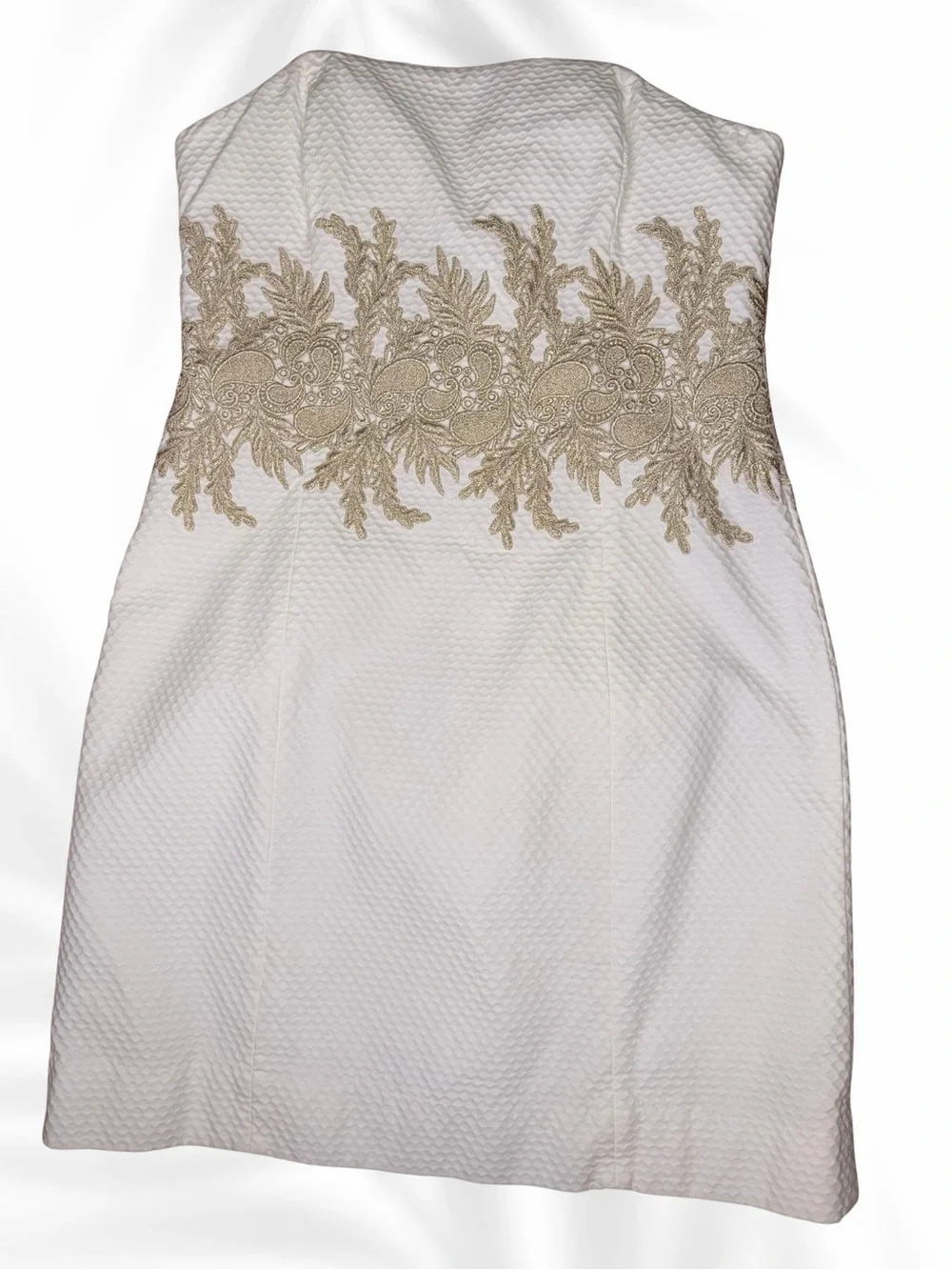 Lilly Pulitzer White Strapless Dress with Gold Embroidery size 8 - Picture 1 of 5